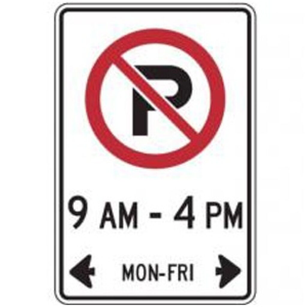 No Parking Sign Days Times, 30x45cm Guelph Signs