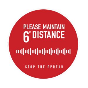 floor graphic "please maintain 6ft distance stop the spread"