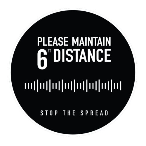 floor graphic "please maintain 6ft distance stop the spread"