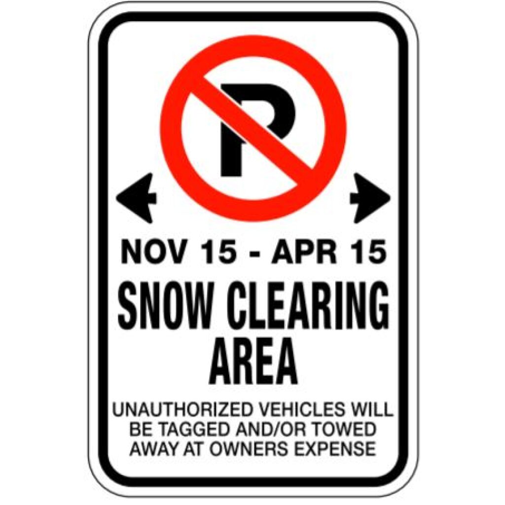 No Parking Snow Clearing Area, 30X45cm Guelph Signs